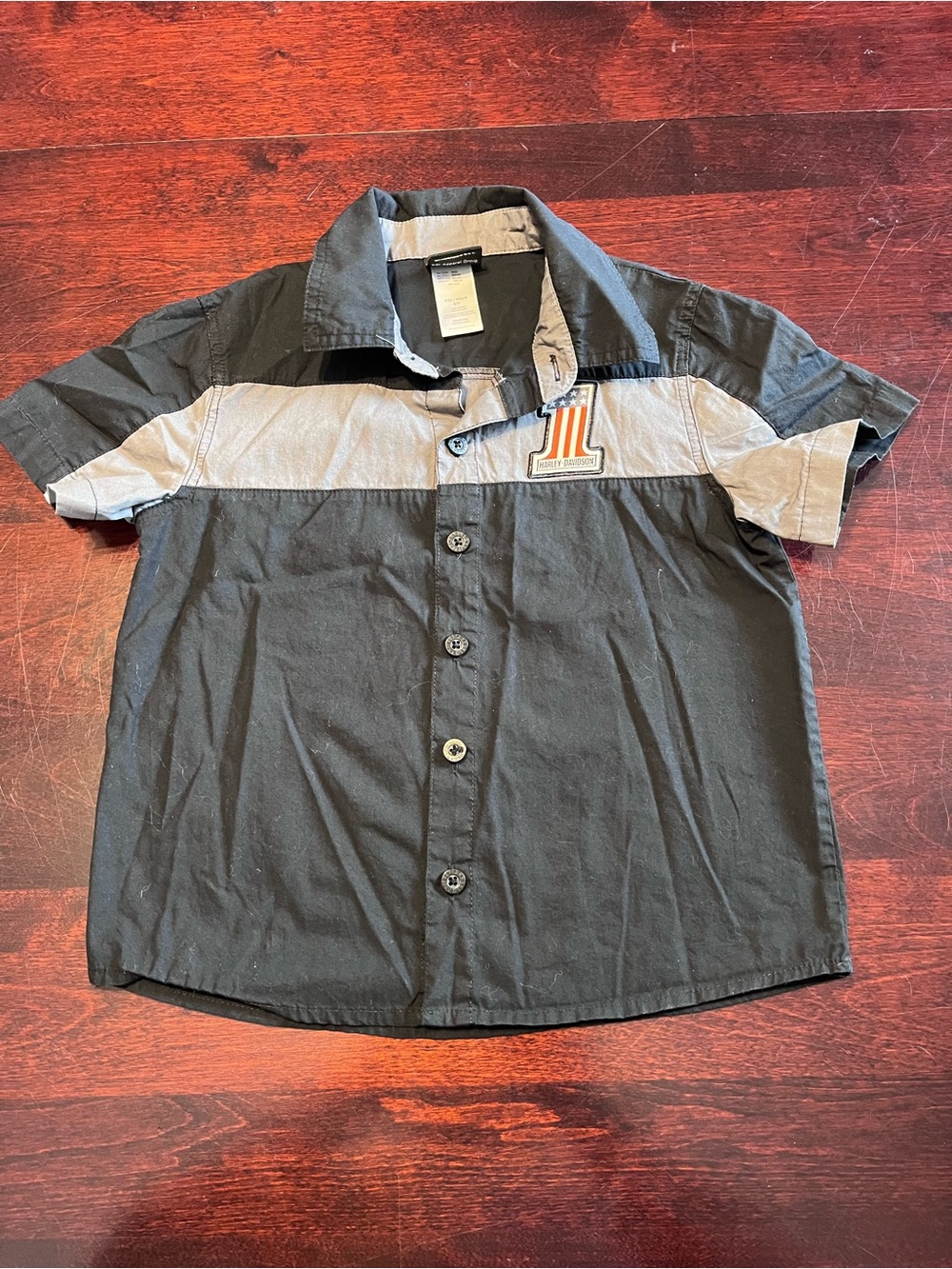 Harley-Davidson Black and Gray Short Sleeve Button-Down Shirt